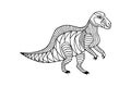 Animal dinosaur on white background hand-drawn, vector illustrations. Coloring book